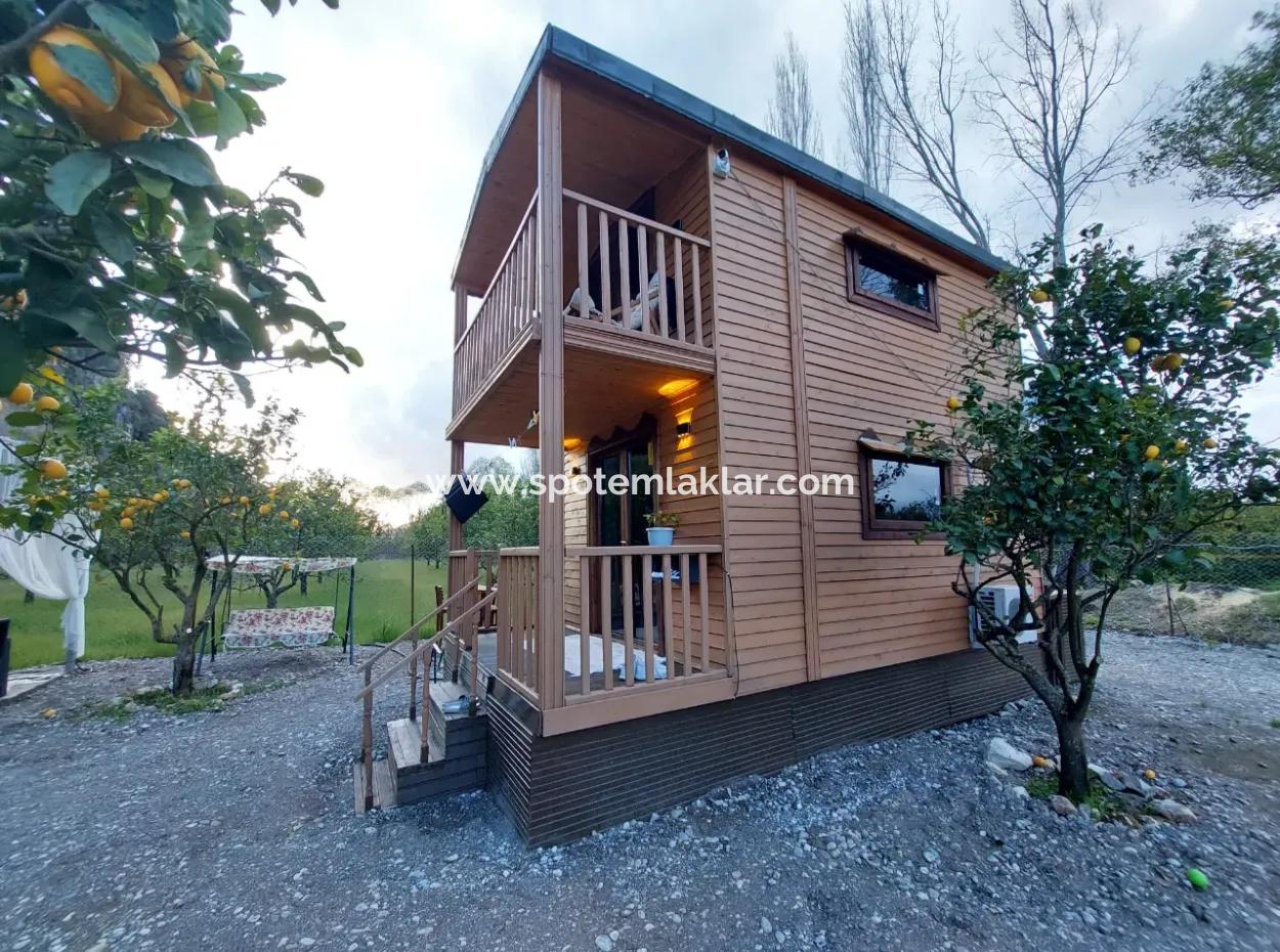 Ortaca Okçular 38 M2 Furnished Duplex 1 1 Wooden House Annual Rental