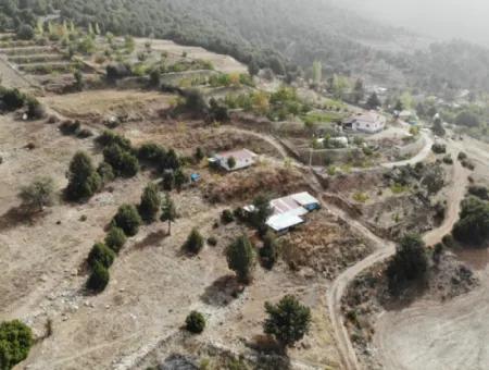 5 000 M2 Land In Çameli Kızılyaka 2 In 1 Detached House, And Barn For Rent